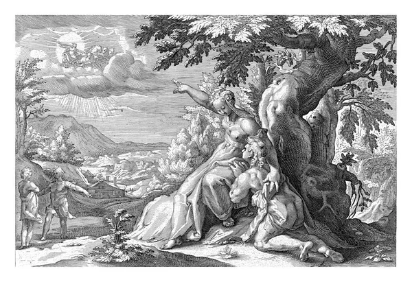 Boy Phaethon Kneels His Mother Clymene Complains Her Epaphus Has — Stock Photo, Image