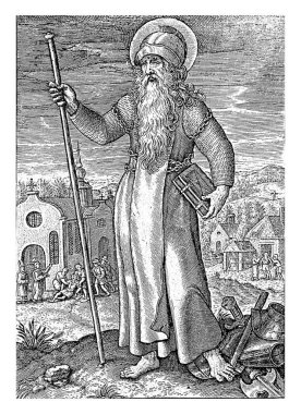 Aquitaine 'li H. Wilhelmus, Hieronymus Wierix, 1563 - 1619' dan önce Aquitaine 'li Aziz William, Toulouse Kontu ve Aquitaine Dükü, başlık takmış vaziyette.