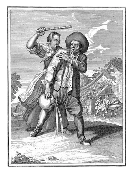 Таст Каспар Луйкен 1698 1702 Мужчину Кувшином Руке Избивает Женщина — стоковое фото