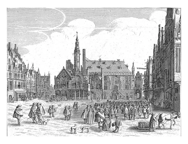 Pohled Grote Markt Radnicí Haarlemu Anonymní Jan Van Velde Pieteru — Stock fotografie