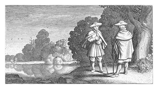 Due Pellegrini Uno Stagno Jan Van Velde 1603 1652 Due — Foto Stock