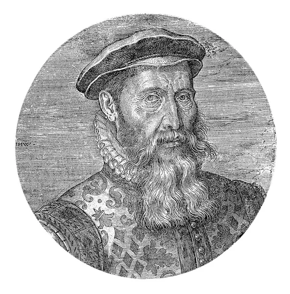 ジャン セレスの肖像画 ヨハネス ワイレックス 1559年 1585年以前 ヴィンテージの彫刻が施されている — ストック写真