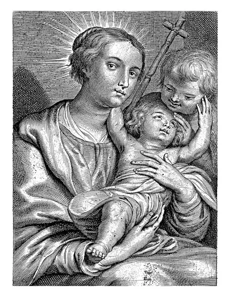 Maria Avec Enfant Johannes Doper Schelte Adamsz Bolswert Après Peter — Photo