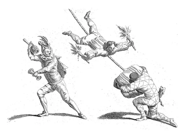 Tři Akrobati Akci Anonymní Gerardus Josephus Xavery 1728 Zatímco Akrobat — Stock fotografie