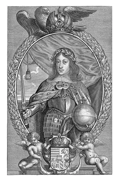 レオポルド1世 神聖ローマ帝国皇帝 オーストリア大公 ハンガリー王の楕円形の肖像画 — ストック写真