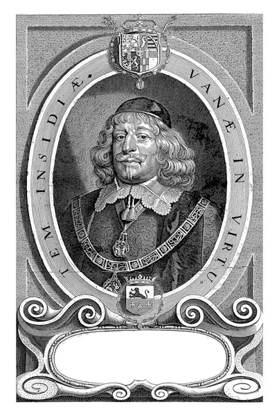 カール シャボット侯爵の肖像 パウルス ポンティウス アンセルム ファン ハレの後 1696 ヴィンテージ彫刻 — ストック写真