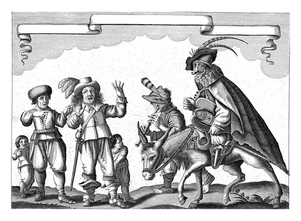 フランダースからのドン カラバサの悲しい別れとスペインに戻ります 1646年にダンケルクがフランスに敗れた後のスペイン人の漫画 — ストック写真