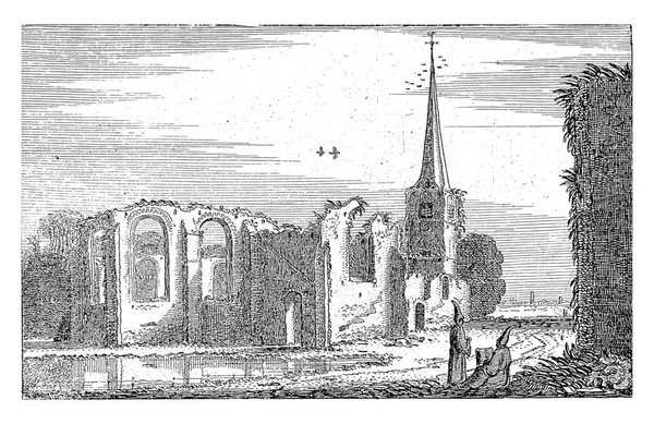 Dois Monásticos Uma Ruínas Uma Igreja Jan Van Velde 1616 — Fotografia de Stock