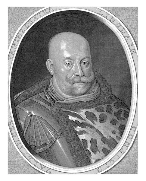 Portrait General Christoph Radziwill Breastpiece Mink Coat Oval Frame Latin — Stock Photo, Image