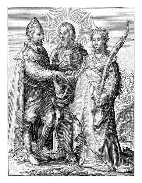 Căsătoria Din Iubire Spirituală Încheiată Hristos Jan Saenredam După Hendrick — Fotografie, imagine de stoc