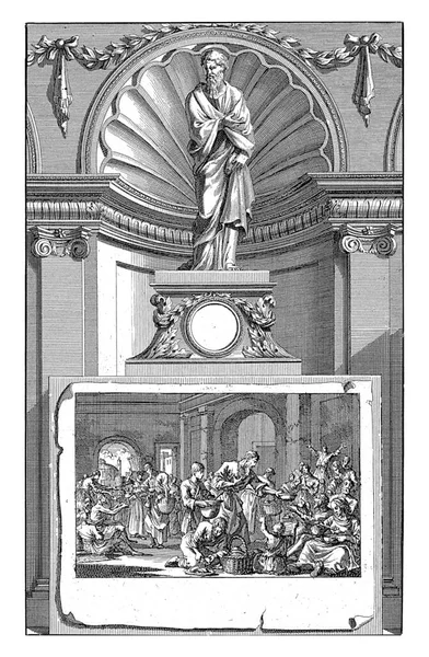 Basilius Caesarea Church Father Jan Luyken Jan Goeree 1698カイザリヤの聖教会の父Basiliusは台座の上に立っていた — ストック写真