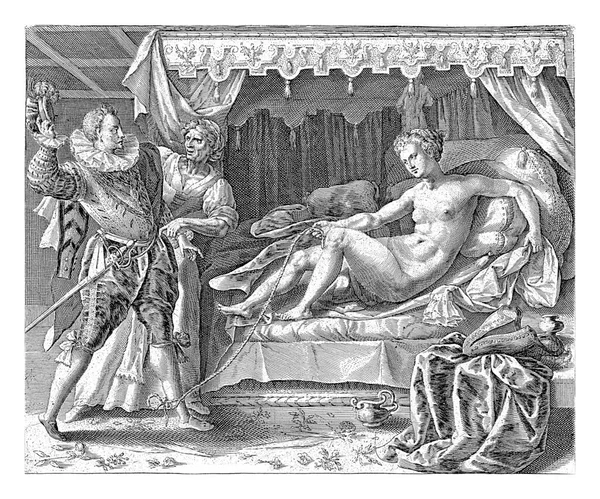 Man Visiting Prostitute Crispijn Van Passe Maerten Vos 1580 1588 — Fotografia de Stock