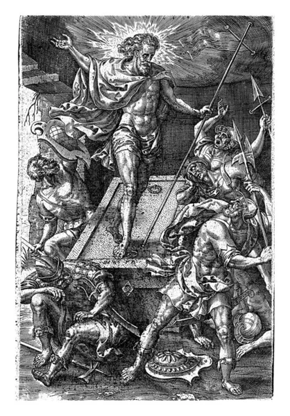 예수의 Johannes Wierix Pieter Van Der Borcht 1573 그리스도는 무덤에서 — 스톡 사진