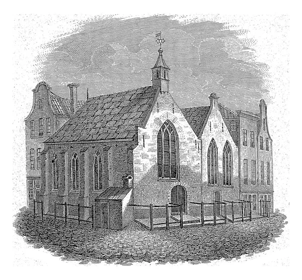 ロッテルダムの聖セバスティアン礼拝堂またはスコットランド教会 ワラド ニーウホフ 1832年ロッテルダムのロンバルド通りとメントの角にある聖セバスティアン礼拝堂またはスコットランド教会 — ストック写真