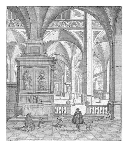 Figury Gotyckim Wnętrzu Kościoła — Zdjęcie stockowe