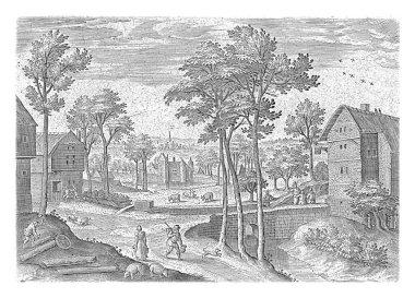 Brüksel yakınlarındaki bir köy olan Laeken 'in ana yolunun manzarası. Yolda bir kaç yürüyüşçü var. Parmak izi, Brüksel bölgesinden gelen yüzlerin yer aldığı bir serinin parçası.