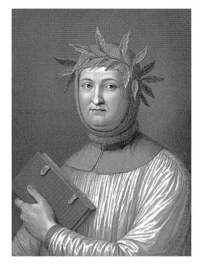 Portrait of poet Francesco Petrarca, Raphael Morghen, after Stefano Tofanelli, 1768 - 1833 clipart