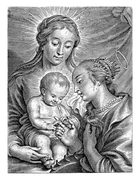 Марія Дитиною Святою Катаріною Александрії — стокове фото