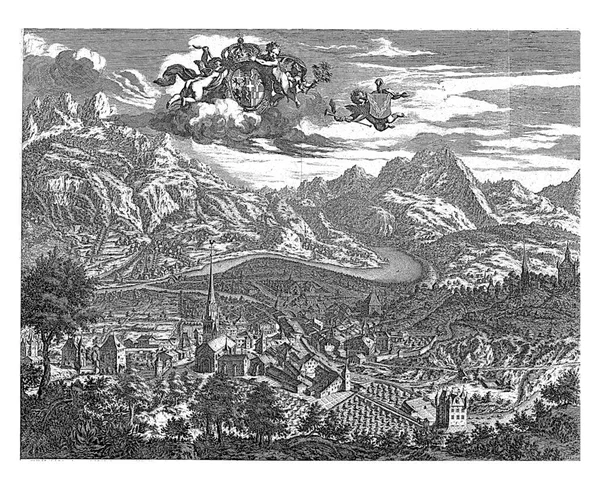 Ansicht Von Sallanches Johannes Ram 1724 Eine Vogelperspektive Von Salanches — Stockfoto