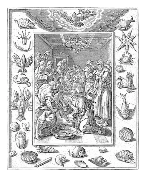 피에르의 발씻는 Crispijn Van Passe Maerten Vos 1580 1588 그리스도는 — 스톡 사진