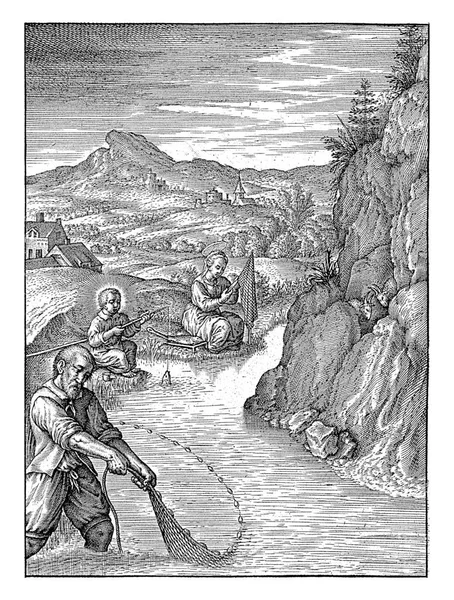 Pesca Sagrada Família Antonie Wierix Iii Após Hieronymus Wierix 1606 — Fotografia de Stock