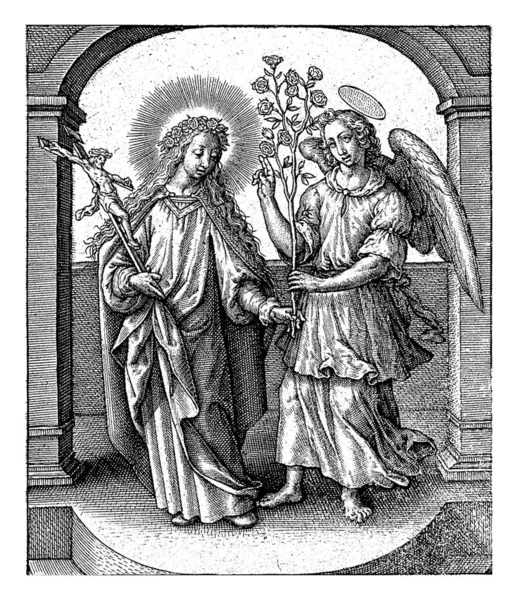 Lidwina Van Shiedam Hieronymus Wierix 1563 元和5年 1619年 手に十字架を持つ聖リドウィナ ファン — ストック写真