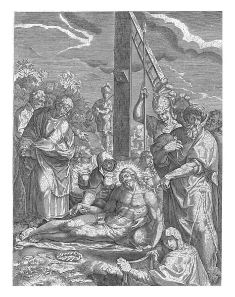 Opłakiwanie Chrystusa Pod Krzyżem Cornelis Cort Girolamo Muziano 1568 Przed — Zdjęcie stockowe