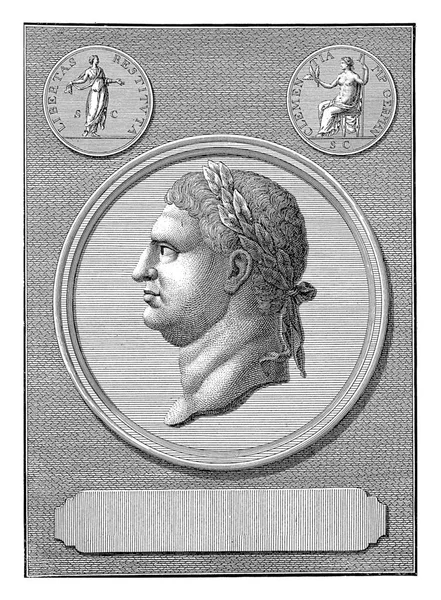 授予罗马皇帝维多利乌斯 奥卢斯 维多利乌斯 肖像勋章 顶部角落的罗马硬币 — 图库照片