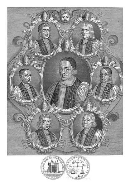 Portraits Seven Bishops England Adriaen Haelwegh 1688 1712 Portraits Seven — Stock Photo, Image
