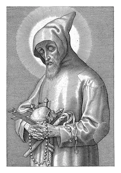 Franciszek Asyżu Narzędziami Męki Pańskiej Hieronim Wierix 1563 Przed 1619 — Zdjęcie stockowe