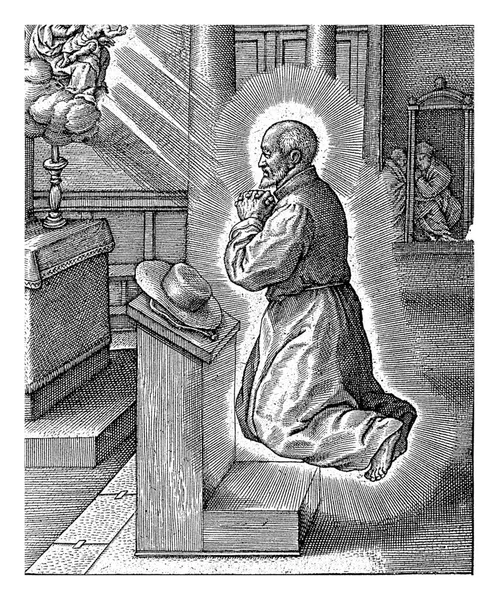 Ignatius Van Loyolának Látomása Van Máriáról Krisztus Gyermekével Hieronymus Wierixszel — Stock Fotó