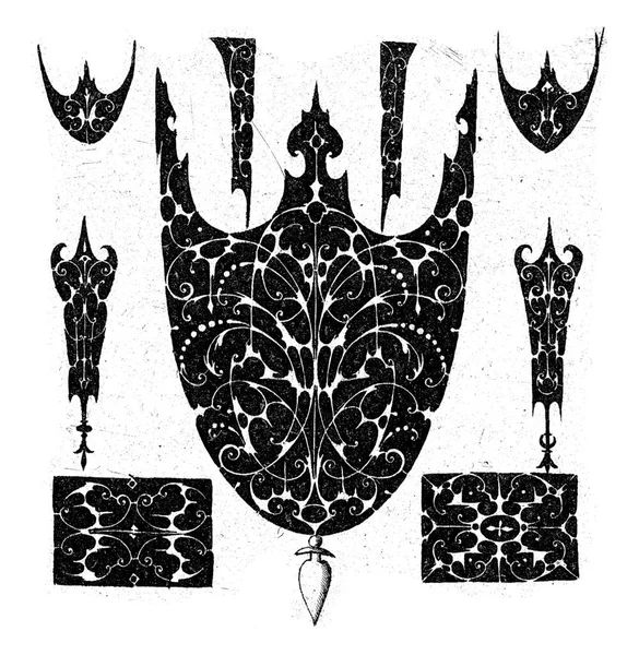 Sköldformad Prydnad Mellan Åtta Prydnadsföremål Guillaume Quewellerie 1611 Sköldformad Prydnad — Stockfoto