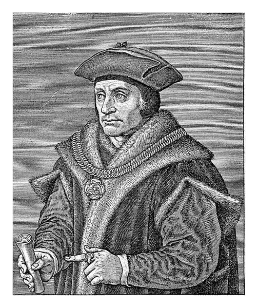 Portrét Thomase More Antonie Wierix 1550 1600 Ukazuje Svinutý List — Stock fotografie