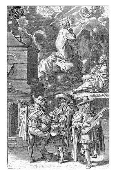 Chrystus Ogrodzie Getsemane Dworach Muzyków Pieter Jode Nicolaasie Van Der — Zdjęcie stockowe