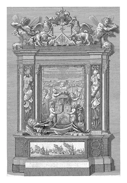 Grób Admirała Maartena Harpertsza Tromp Starym Kościele Delft Obraz Poległego — Zdjęcie stockowe
