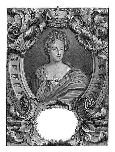 アンナの肖像画 イングランド女王 フィリップバート ブッツ 1702 1731アンナの楕円形のフレームで肖像画 イングランド女王 スコットランドとアイルランド 右側の胸像 — ストック写真