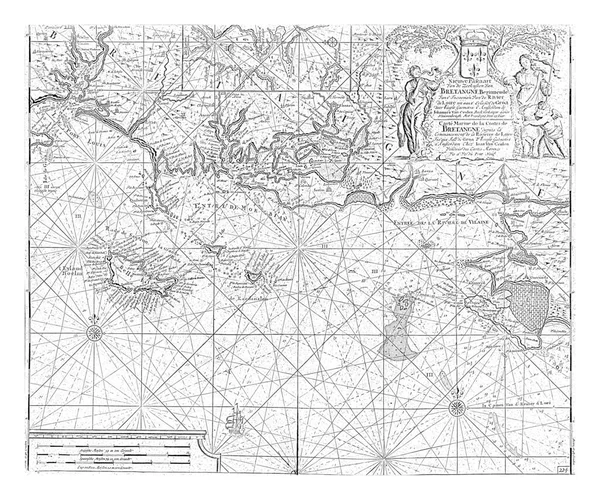 Cestovní Mapa Pobřeží Francie Bretonského Ostrova Groix Obci Baule Escoublac — Stock fotografie