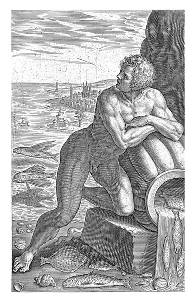 Θεός Της Θάλασσας Πρόθεος Φίλιπς Γκαλέ 1586 Θεός Της Θάλασσας — Φωτογραφία Αρχείου