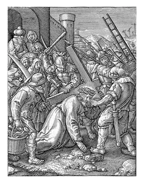 Haçı Taşıyan Hieronymus Wierix 1563 1619 Dan Önce Çarmıhını Calvary — Stok fotoğraf