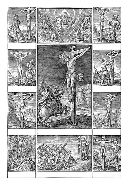 Christ Sur Croix Porteur Lance Hieronymus Wierix 1597 1619 Mort — Photo