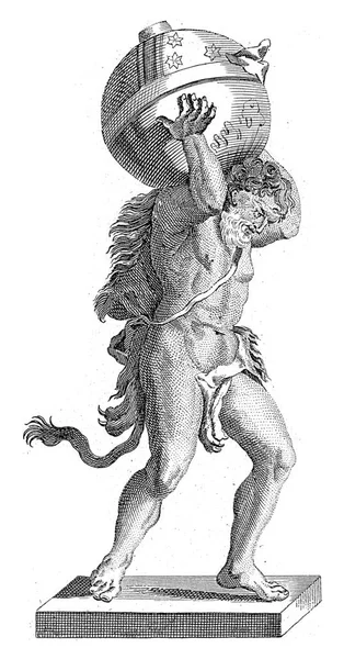 Геркулес Несет Небесный Шар Своих Плечах Классической Скульптуре — стоковое фото
