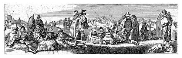 Элегантные Пары Гуляющие Сидящие Ван Вельде 1603 1652 Слева Посередине — стоковое фото