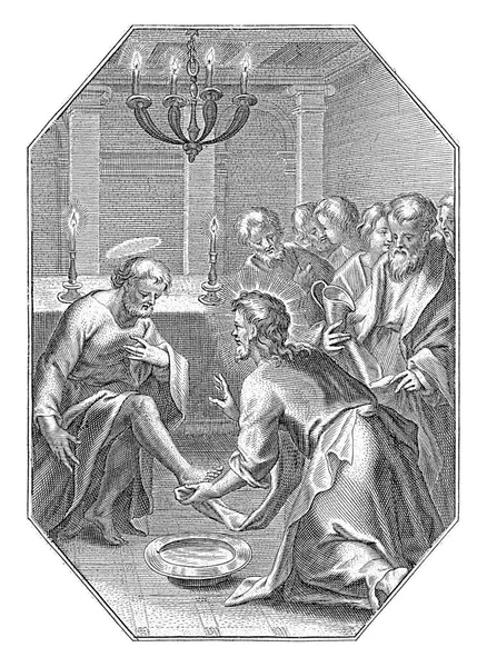 Lábmosás Során Cornelis Galle 1586 1650 Krisztus Egyenként Mossa Meg — Stock Fotó