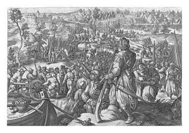 Mantua yakınlarında Giovanni de 'Medici' nin birliklerine saldırı. Bu savaş sırasında Giovanni ölümcül şekilde yaralandı. Arka planda sağ tarafta bir ordu kampı, sol tarafta bir kale var..