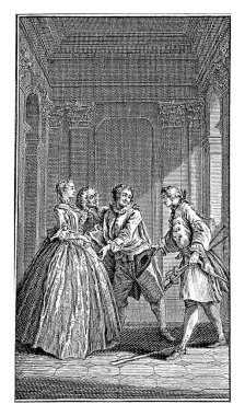 Bir baba genç kızını bir adamla tanıştırır. Moliere 'in 