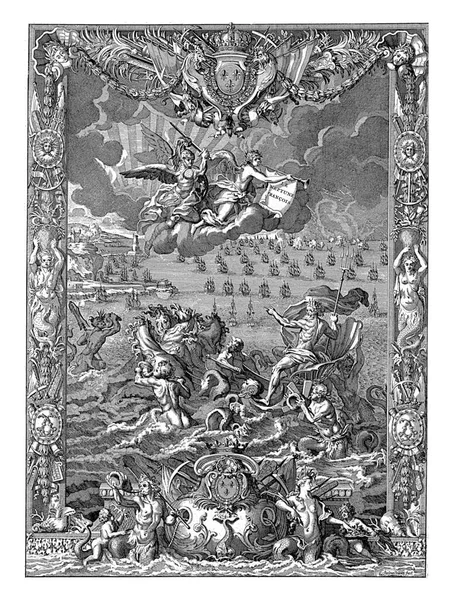 Neptuno Con Tritones Mar Con Barcos Jan Van Vianen 1693 —  Fotos de Stock