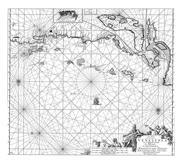 Χάρτης Διαβατηρίων Των Ακτών Της Βενεζουέλας Τις Νήσους Leeward Την — Φωτογραφία Αρχείου