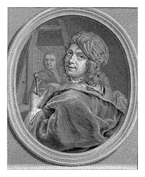 Portrait Painter Jan Abel Wassenbergh Looking His Shoulder Standing Next — Stock Photo, Image