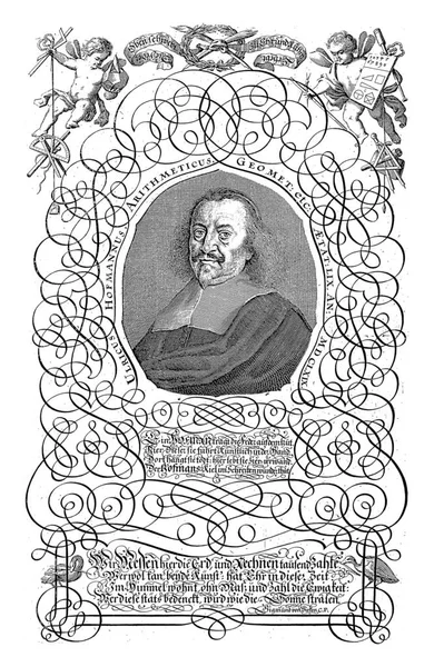 ウルリッヒ ホフマン肖像 カリグラフィー アンドレアス コール 1634年 1657年 ヴィンテージ彫刻 — ストック写真