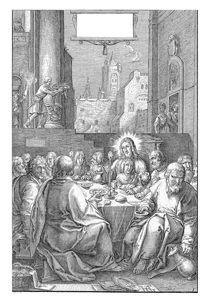 Christ His Disciples Use Last Supper Architectural Setting Print Part — Stock Photo, Image